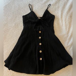 Ocean Drive Black Button Sun Dress with Open Tie